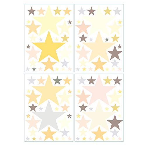 Wandtattoo 100 Sterne in zarten Pastellfarben Kinderzimmer Wandsticker Aufkleberset/Pastell-gelb / von Wandtattoo-Loft
