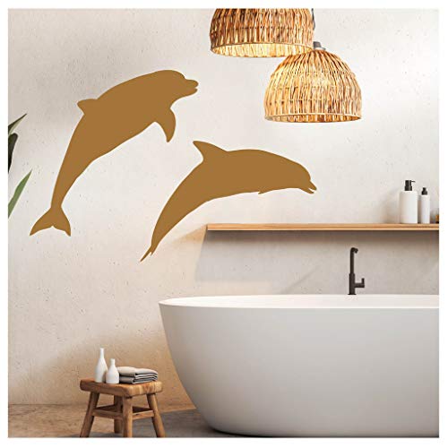 Wandtattoo Delfin Badezimmer Wandaufkleber Delphine Fisch / 24 schwarz / 55 cm hoch x 82 cm breit von Wandtattoo Loft