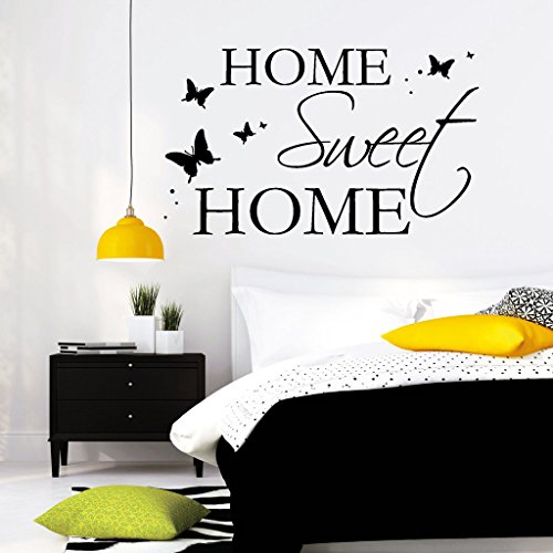 Wandtattoo-Loft „Home Sweet Home“ Schriftzug - Wandtattoo / 54 Farben / 4 Größen/schwarz / 80 x 135 cm von Wandtattoo-Loft