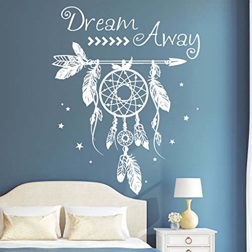 Wandtattoo-Loft „Traumfänger Dream Away“ / Traumfänger mit Schriftzug/Wandtattoo / 54 Farben / 3 Größen/signalgelb / 80 cm (breit) x 102 cm (hoch) von Wandtattoo-Loft