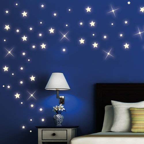 Wandtattoo-Loft 40 Stück nachtleuchtende Sterne und Punkte für einen tollen Sternenhimmel in Kinderzimmer oder Schlafzimmer (fluoreszierend) von Wandtattoo-Loft