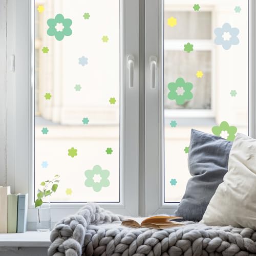 Fensterbild Frühling Blüten Pastell Ostern Fensteraufkleber wiederverwendbar Pastellfarben von Wandtattoo Loft