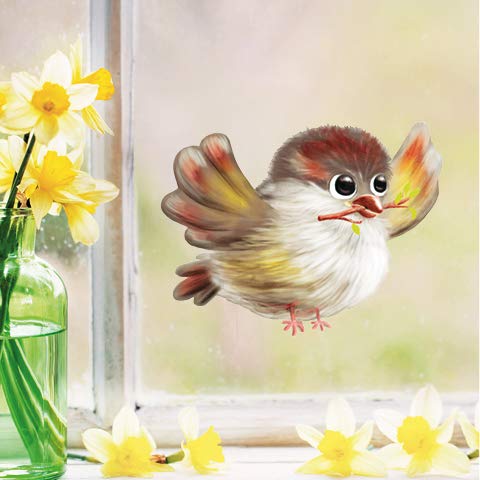 Wandtattoo Loft Fensterbild Frühling Ostern Fensteraufkleber Spatz Vogel wiederverwenbarer Sticker von Wandtattoo Loft