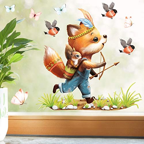 Wandtattoo Loft Fensterbild Frühling Ostern wiederverwendbar Fensteraufkleber Kinderzimmer / 1. Indianer Fuchs (1153) / 3. DIN A2 Bogen von Wandtattoo Loft