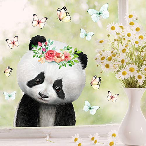 Wandtattoo Loft Fensterbild Frühling Ostern wiederverwendbar Fensteraufkleber Kinderzimmer / 3. Panda mit Blume (1138) / 1. DIN A4 Bogen von Wandtattoo Loft