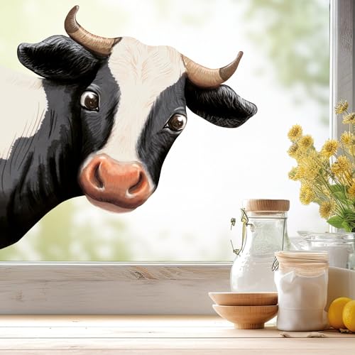 Wandtattoo Loft Fensterbild Kuh ins Fenster schauend schwarz reinschauend Kuhkopf wiederverwendbar Frühling Bauernhof Bulle Kalb, A2 Bogen Wandtattoo Loft Fensterbild Kuh ins Fenster schauend schwarz reinschauend Kuhkopf wiederverwendbar Frühling Bauernhof Bulle Kalb, A2 Bogen von Wandtattoo Loft