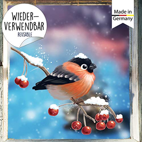 Wandtattoo Loft Fensterbild Weihnachten Vogel Kind Gimpel Wiederverwendbare Fensteraufkleber Fensterdeko Kinder von Wandtattoo Loft