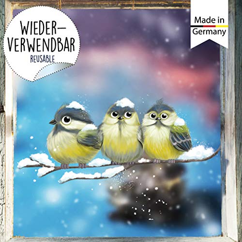 Wandtattoo Loft Fensterbild Weihnachten Vogel Kind Meisen Wiederverwendbare Fensteraufkleber Fensterdeko Kinder von Wandtattoo Loft