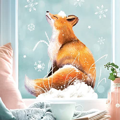 Wandtattoo Loft Fensterbild Weihnachten Winter Motiv Fuchs im Schnee wiederverwendbarer Fensteraufkleber/ 1. A4 Bogen von Wandtattoo Loft