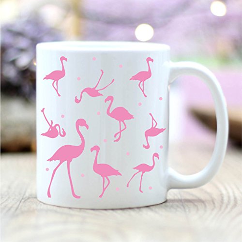 Wandtattoo-Loft Keramik Kaffeetasse Flamingos Set hochglänzende Oberfläche von Wandtattoo-Loft