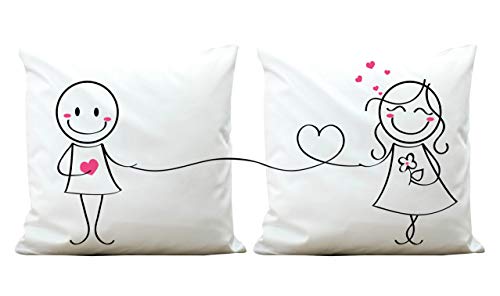 Wandtattoo-Loft Kissen 2er Set Partnerkissen Verliebt Paar Valentinstag Polyester 40 x 40 cm - Mit Füllung von Wandtattoo-Loft