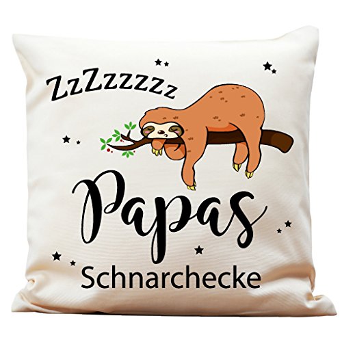 Wandtattoo-Loft Kissen Bedruckt Papas Schnarchecke Faultiers Baumwolle 40 x 40 cm / 02 Stoff Creme von Wandtattoo-Loft