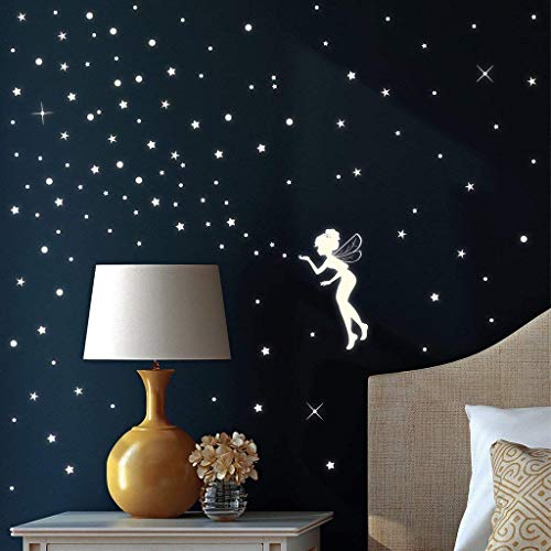 Wandtattoo-Loft Leuchtaufkleber Fluoreszierende Fee mit Sternen (Leuchtend im Dunkeln) für einen tollen Sternenhimmel in Kinderzimmer von Wandtattoo-Loft