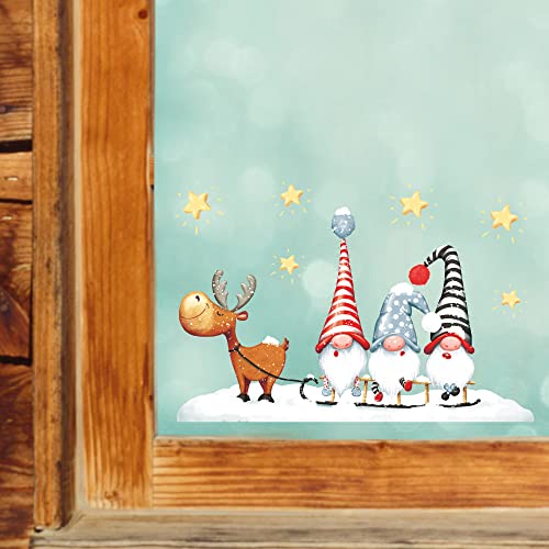 Wandtattoo Loft Mini Fensterbild Weihnachten Elch mit Trollen Wiederverwendbare Fensteraufkleber Fensterdeko Kinder von Wandtattoo Loft