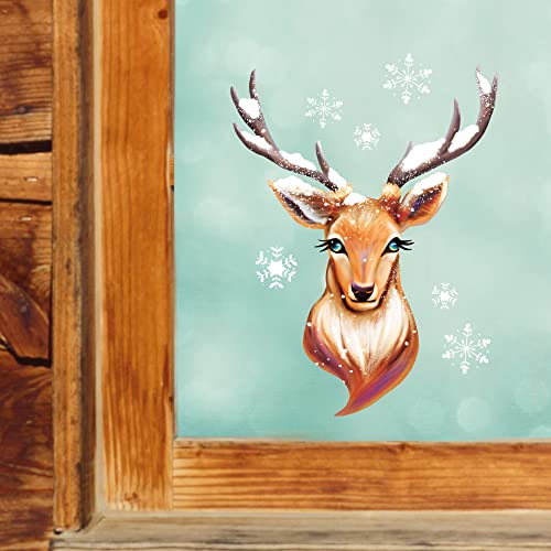 Wandtattoo Loft Mini Fensterbild Weihnachten Hase mit REH Wiederverwendbare Fensteraufkleber Fensterdeko Kinder von Wandtattoo Loft