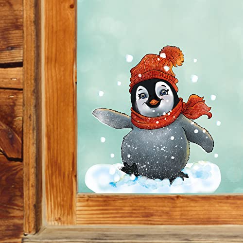 Wandtattoo Loft Mini Fensterbild Weihnachten Pinguin Wiederverwendbare Fensteraufkleber Fensterdeko Kinder von Wandtattoo Loft