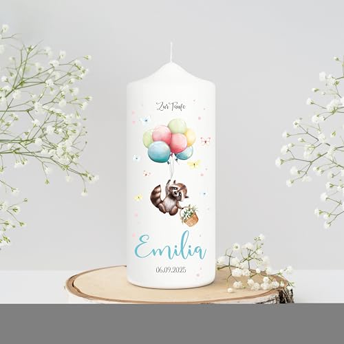 Wandtattoo Loft Taufkerze Junge oder Mädchen Motiv Waschbär mit Luftballon, 18cm x 7cm, personalisierte Kerze, bedruckte Kerze zur Taufe, Stumpenkerze, individuelles Taufgeschenk Wandtattoo Loft Taufkerze Junge oder Mädchen Motiv Waschbär mit Luftballon, 18cm x 7cm, personalisierte Kerze, bedruckte Kerze zur Taufe, Stumpenkerze, individuelles Taufgeschenk von Wandtattoo Loft