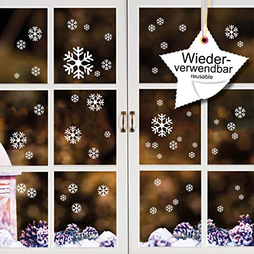 Wandtattoo-Loft Schneeflocken Fensterbild 100 STK. Wiederverwendbar PVC Weihnachten von Wandtattoo-Loft
