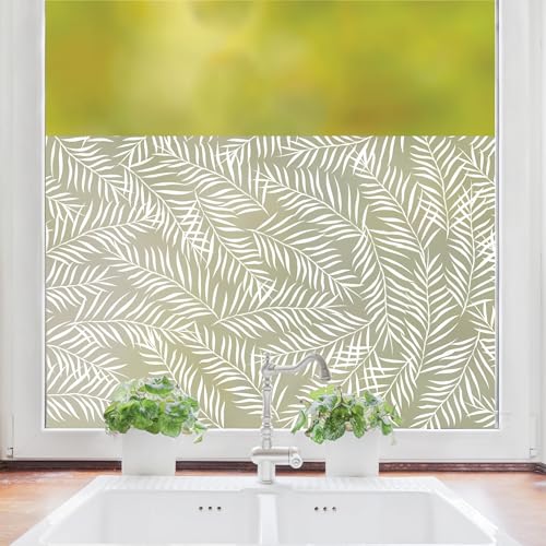 Wandtattoo-Loft Sichtschutzfolie Fenster Küche weiße Palmenblätter Fensterfolie Fensterdeko Milchglasfolie Sichtschutz, 100 cm hoch, 75 cm breit Wandtattoo-Loft Sichtschutzfolie Fenster Küche weiße Palmenblätter Fensterfolie Fensterdeko Milchglasfolie Sichtschutz, 100 cm hoch, 75 cm breit von Wandtattoo Loft