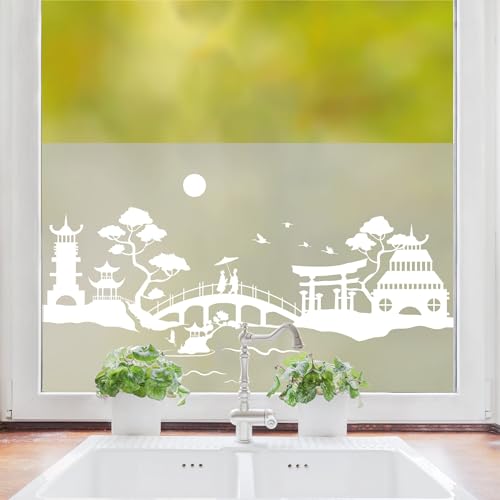 Wandtattoo Loft Sichtschutzfolie Wiederverwendbar mit asiatischem Motiv Fensterfolie Fensterdeko Milchglasfolie Sichtschutz, 55 cm hoch, 150 cm breit Wandtattoo Loft Sichtschutzfolie Wiederverwendbar mit asiatischem Motiv Fensterfolie Fensterdeko Milchglasfolie Sichtschutz, 55 cm hoch, 150 cm breit von Wandtattoo Loft