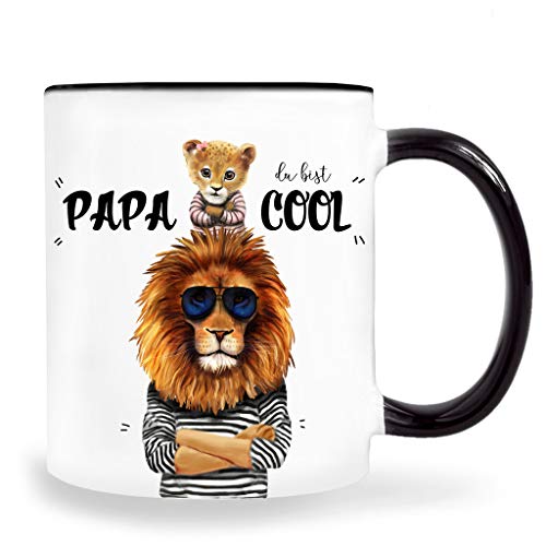 Wandtattoo Loft Tasse Geschenk Vatertag Löwe Löwenkind schwarz weiß Papa du bist cool / 1033 Mädchen-Löwenkind von Wandtattoo Loft