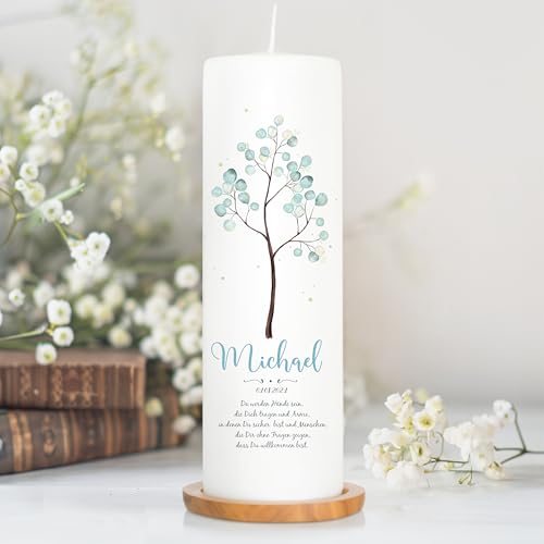 Wandtattoo Loft Taufkerze Junge Motiv Lebensbaum pastell, 25cm x 8cm, personalisierte Kerze, bedruckte Kerze zur Taufe, Stumpenkerze, individuelles Taufgeschenk Wandtattoo Loft Taufkerze Junge Motiv Lebensbaum pastell, 25cm x 8cm, personalisierte Kerze, bedruckte Kerze zur Taufe, Stumpenkerze, individuelles Taufgeschenk von Wandtattoo Loft