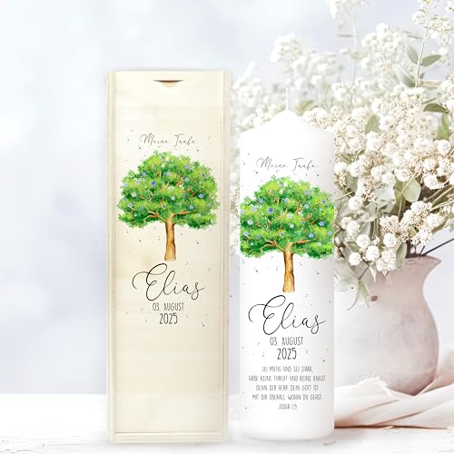 Wandtattoo Loft Taufkerze Junge Motiv Lebensbaum mit Blüten, 25cm x 7cm, personalisierte Kerze, bedruckte Kerze zur Taufe, Stumpenkerze, individuelles Taufgeschenk Wandtattoo Loft Taufkerze Junge Motiv Lebensbaum mit Blüten, 25cm x 7cm, personalisierte Kerze, bedruckte Kerze zur Taufe, Stumpenkerze, individuelles Taufgeschenk von Wandtattoo Loft
