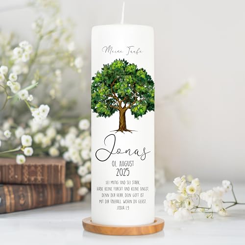 Wandtattoo Loft Taufkerze Junge oder Mädchen Lebensbaum Eiche Baum - Taufe, Geburt Kommunion weiß 25 x 8 cm mit Name, Datum, Taufkerze 25 x 8 cm Wandtattoo Loft Taufkerze Junge oder Mädchen Lebensbaum Eiche Baum - Taufe, Geburt Kommunion weiß 25 x 8 cm mit Name, Datum, Taufkerze 25 x 8 cm von Wandtattoo-Loft