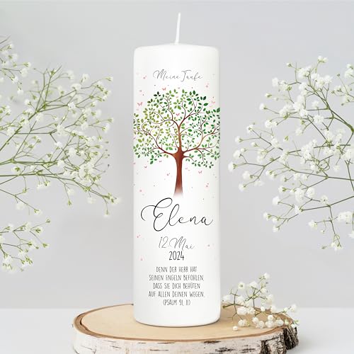 Wandtattoo Loft Taufkerze Junge oder Mädchen mit Taufspruch, Motiv mit Lebensbaum, 25cm x 8cm, personalisierte Kerze, bedruckte Kerze zur Taufe, Stumpenkerze, individuelles Taufgeschenk Wandtattoo Loft Taufkerze Junge oder Mädchen mit Taufspruch, Motiv mit Lebensbaum, 25cm x 8cm, personalisierte Kerze, bedruckte Kerze zur Taufe, Stumpenkerze, individuelles Taufgeschenk von Wandtattoo Loft