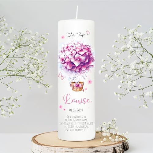 Wandtattoo Loft Taufkerze Mädchen mit Taufspruch, Motiv Heißluftballon aus rosa Blumen, 25cm x 8cm, personalisierte Kerze, bedruckte Kerze zur Taufe, Stumpenkerze, Geburtskerze, Taufgeschenk Wandtattoo Loft Taufkerze Mädchen mit Taufspruch, Motiv Heißluftballon aus rosa Blumen, 25cm x 8cm, personalisierte Kerze, bedruckte Kerze zur Taufe, Stumpenkerze, Geburtskerze, Taufgeschenk von Wandtattoo Loft
