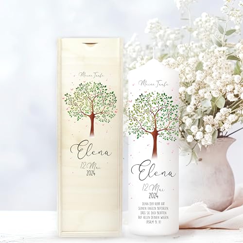 Wandtattoo Loft Taufkerze Mädchen mit Taufspruch, Motiv mit Lebensbaum, 25cm x 7cm, personalisierte Kerze, bedruckte Kerze zur Taufe, Stumpenkerze, individuelles Taufgeschenk Wandtattoo Loft Taufkerze Mädchen mit Taufspruch, Motiv mit Lebensbaum, 25cm x 7cm, personalisierte Kerze, bedruckte Kerze zur Taufe, Stumpenkerze, individuelles Taufgeschenk von Wandtattoo Loft