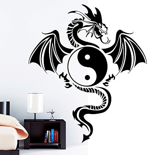 Wandtattoo-Loft Tribal Zeichen Yin Yang Drache - Wandtattoo / 49 Farben / 3 Größen/Wandaufkleber/Wandsticker/schwarz / 55 x 64 cm (B x H) von Wandtattoo-Loft