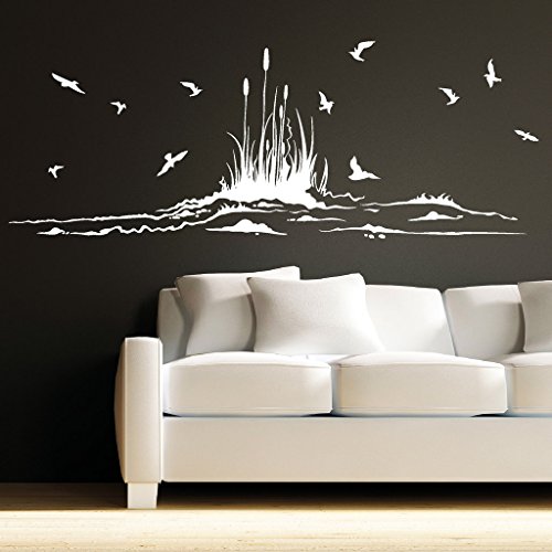 Wandtattoo Loft "Vögel am Ufer" / Wandtattoo/Wandaufkleber/Wandsticker/Vogel Küste Strand Schilf / 54 Farben / 3 Größen/kupfer / 20 x 59 cm von Wandtattoo-Loft