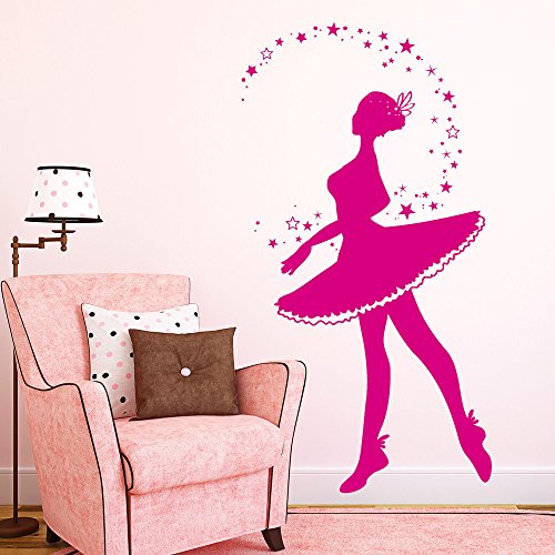 Wandtattoo-Loft Wandaufkleber „Ballerina mit Sternen“ - Wandtattoo Tänzerin mit Sternen und Punkten / 49 Farben / 4 Größen/Lavendel / 55 x 103 cm von Wandtattoo-Loft