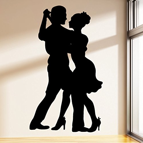 Wandtattoo-Loft Wandaufkleber „Tanzpaar“ - Tänzer Wandtattoo / 54 Farben / 3 Größen zur Auswahl/schwarz / 55 cm (breit) x 95 cm (hoch) von Wandtattoo-Loft