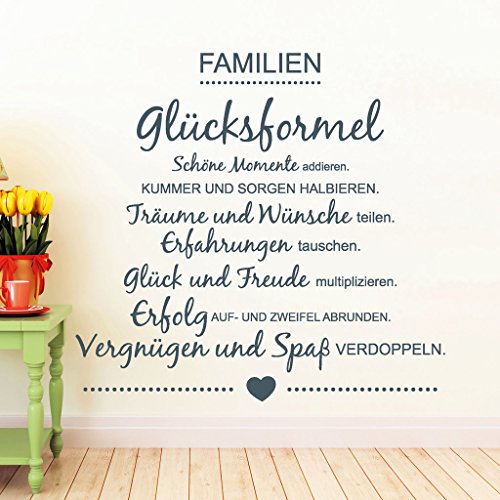 Wandtattoo-Loft Wandaufkleber Familie Glücksformel Familienglück Spruch Zitat – Wandsticker/ 54 Farben / 3 Größen/lindgrün / 115 cm hoch x 121 cm breit von Wandtattoo-Loft