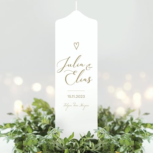 Weiße Hochzeitskerze Herz personalisiert Hochzeitsgeschenk Wunschtext Valentinstagsgeschenk Hochzeit Jubiläum, Hochzeitskerze von Wandtattoo Loft