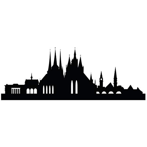 Wandtattoo Skyline Erfurt - Größe: S - 80cm x 29cm - 23 mögliche Farben von Wandtattoo - Skyline