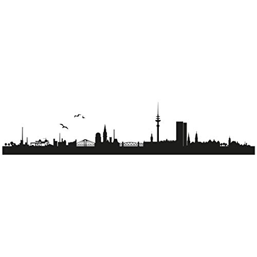 Wandtattoo Skyline Hamburg 002 - Größe: S - 80cm x 17cm - 23 mögliche Farben von Wandtattoo - Skyline