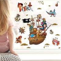 Fensteraufkleber Piratenschiff Wiederverwendbare Fensterdekoration Fensterbild Pirat, Dekoration Kinderzimmer Wiederverwendbar von WandtattooLoftBaltic