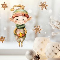 Fensterbild Elf Mini Mit Stern Winter Weihnachten Schneeflocken Lebkuchen Fensteraufkleber Wiederverwendbar Kinderzimmer Fensterbild Elf Mini Mit Stern Winter Weihnachten Schneeflocken Lebkuchen Fensteraufkleber Wiederverwendbar Kinderzimmer von WandtattooLoftBaltic