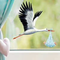 Fensterbild Klapperstorch Storch Baby Junge Geburt Fensterdeko Osterdeko Frühlingsdeko Frühling Wiederverwendbar Fensterbild Klapperstorch Storch Baby Junge Geburt Fensterdeko Osterdeko Frühlingsdeko Frühling Wiederverwendbar von WandtattooLoftBaltic