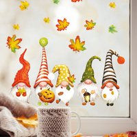 Fensterbild Herbst Zwerge Mit Blättern Herbstlicher Fensteraufkleber Fensterdeko Wichtel Waldmännchen von WandtattooLoftBaltic