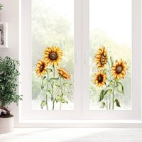 Fensterbild Sonnenblume Hoch Herbst Sommer 2 Bögen Wiederverwendbare Fensteraufkleber Für Bodentiefe Fenster Terassentür Balkon von WandtattooLoftBaltic