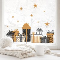 Fensterbild Weihnachten Geschenke Set Mit Sterne Schwarz Beige Minimalistisch Fensteraufkleber Weihnachtsdekoration Wiederverwendbar Fensterbild Weihnachten Geschenke Set Mit Sterne Schwarz Beige Minimalistisch Fensteraufkleber Weihnachtsdekoration Wiederverwendbar von WandtattooLoftBaltic