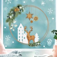 Fensterbild Weihnachten Hirsch Deko Winter Schneeflocken Stern Holzoptik Weihnachtsgrün Fensteraufkleber Fensterdeko Wiederverwendbar Fensterbild Weihnachten Hirsch Deko Winter Schneeflocken Stern Holzoptik Weihnachtsgrün Fensteraufkleber Fensterdeko Wiederverwendbar von WandtattooLoftBaltic