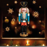 Fensterbild Weihnachten Nussknacker Blau Mit Sternen in Holzoptik Fensteraufkleber Weihnachtsdekoration Wiederverwendbar von WandtattooLoftBaltic