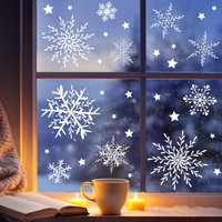Fensterbild Weihnachten Winter Filigrane Schneeflocken Im Set Fensteraufkleber Wiederverwendbar von WandtattooLoftBaltic