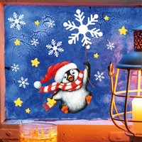 Fensterbild Weihnachten Winter Pinguin Schneeflocken Wiederverwendbar Kinderzimmer Fenster Weihnachtsdeko von WandtattooLoftBaltic