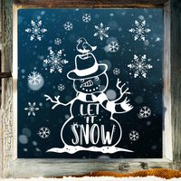 Fensterbild Weihnachten Winter Schneemann Let It Snow Fensteraufkleber Schneeflocken Wiederverwendbar Weihnachtsdeko Winterdekoration von WandtattooLoftBaltic